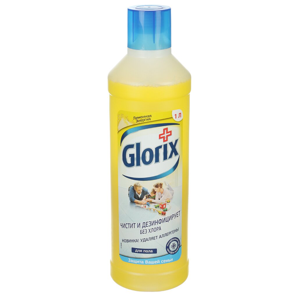 Средство для мытья полов Glorix, Лимонная энергия, 1 л, 67047221/67940172 щелочной очиститель для мытья полов prosept