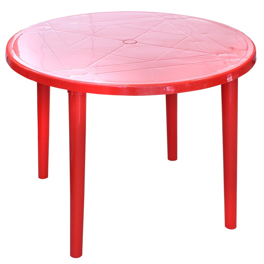 Стол пластик, Стандарт Пластик Групп, 91х91х71 см, круглый, пластиковая столешница, красный не складывается вычитай