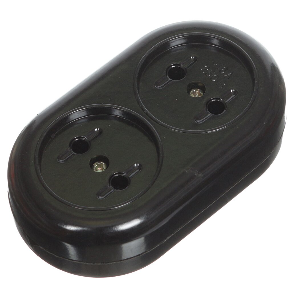 Корпус удлинителя 2 гнезда, 2 полюса, 16 А, 4 кВт, карболит, TDM Electric, Ретро, SQ1806-0103