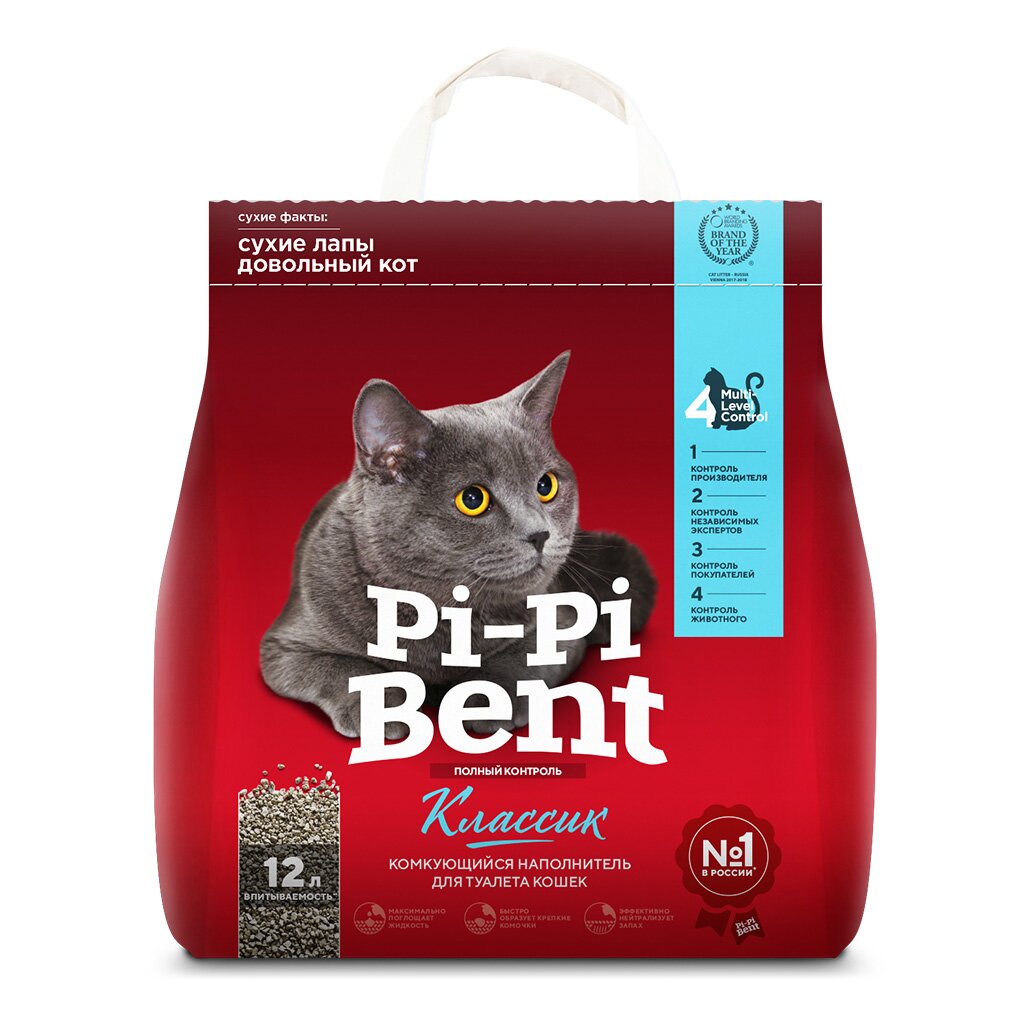 Наполнитель для лотка комкующийся, 12 л, 5 кг, бумажный пакет, Pi-Pi Bent pi pi bent комкующийся глиняный наполнитель для кошек 10 кг
