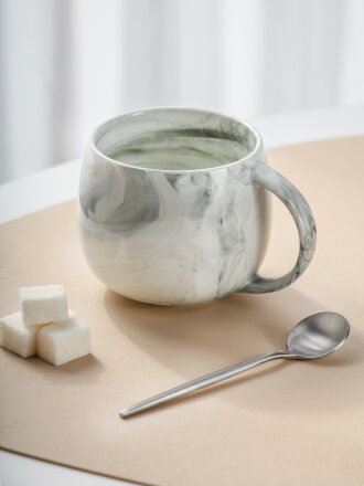 Кружка керамика, 380 мл, Серый мрамор, B060347