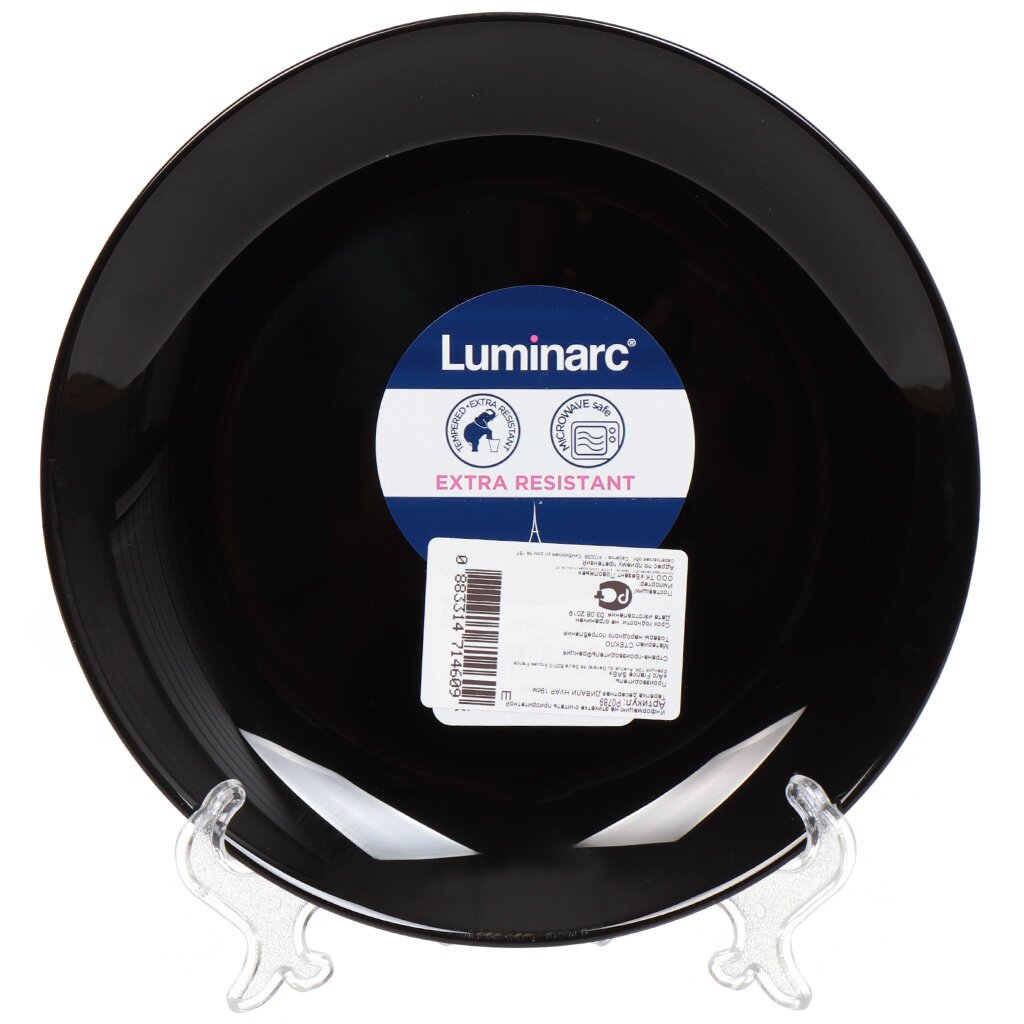 Тарелка десертная, стеклокерамика, 19 см, круглая, Diwali Noir, Luminarc, P0789, черная бульонница стеклокерамика trianon luminarc n8720