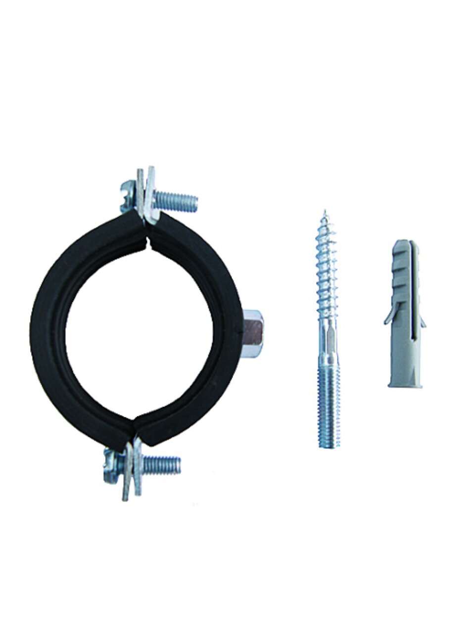 Хомут для крепления трубы, 2&amp;quot;1/2&amp;quot;, 73-80 мм, сталь, оцинкованный, М10, в комплекте шпилька, дюбель, STI