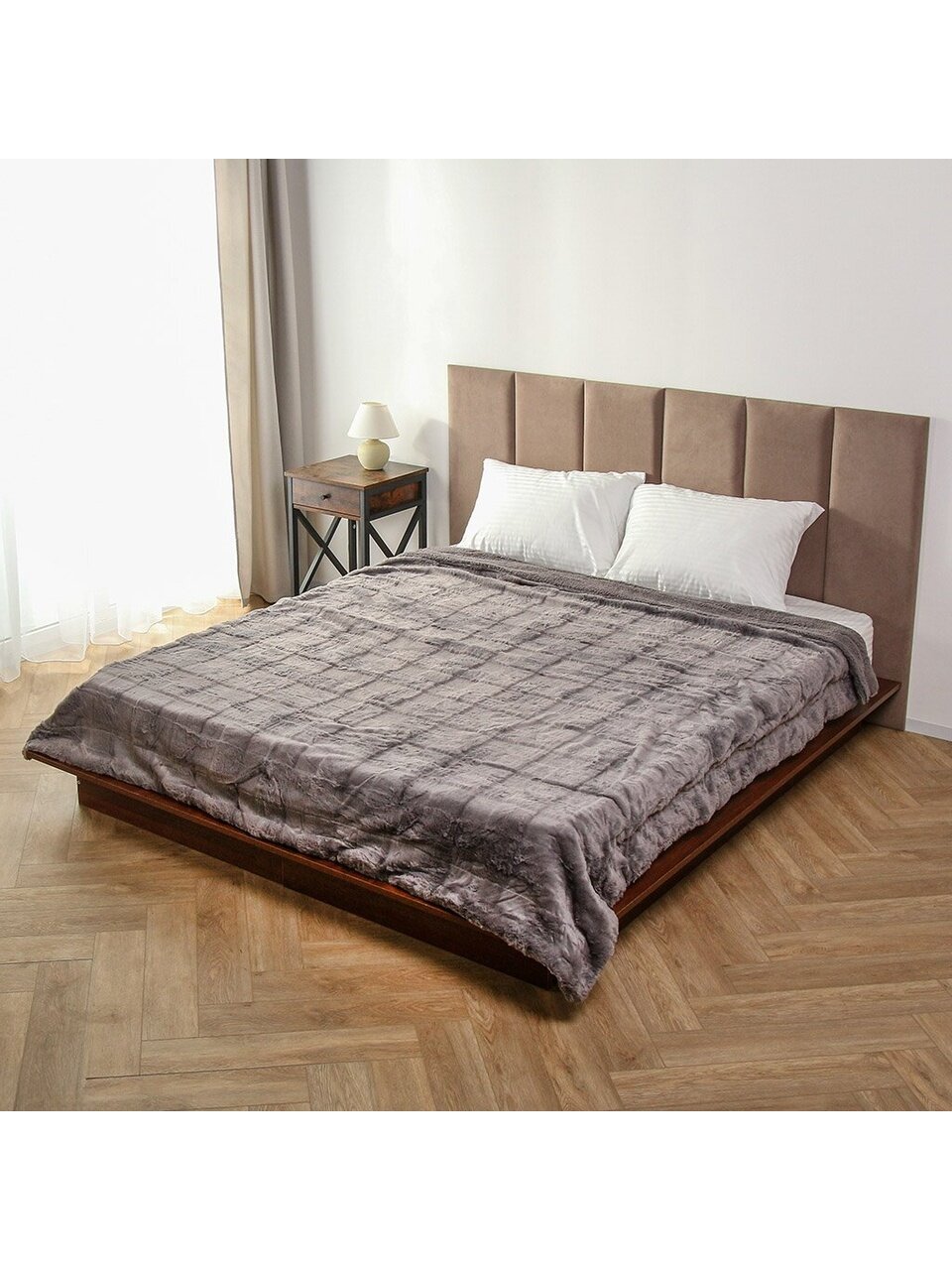 Плед евро, 200х230 см, 100% полиэстер, Silvano, Берген, темно-серый, A120047