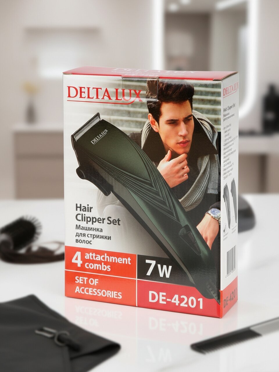 Машинка для стрижки Delta Lux, DE-4201, 7 Вт, серая