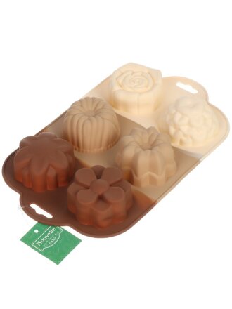 Форма для выпечки силикон, 17х28.5х4 см, прямоугольная, 6 ячеек, Nouvelle Home, Tiramisu, 9904433