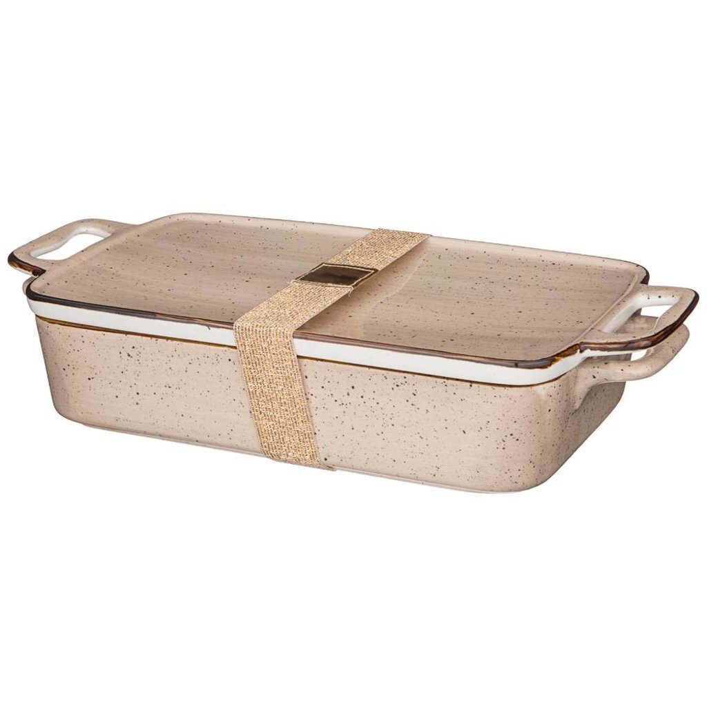 Блюдо для запекания с крышкой Bronco &amp;quot;nature&amp;quot; 35х17х7,5 см. 1500 мл кремовое, 263-1102