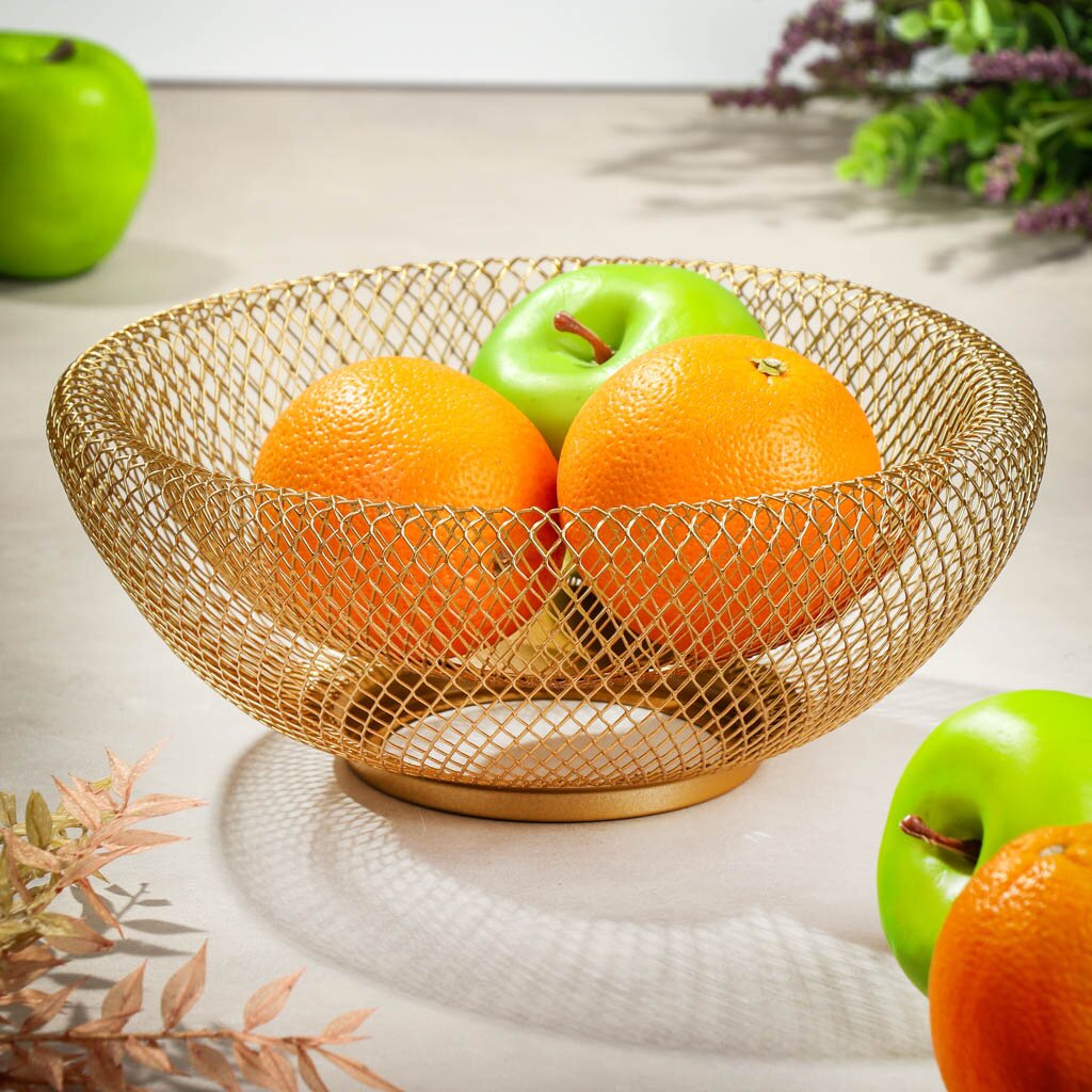 Ваза для фруктов, металл, 24.5х11 см, Y4-7659, бронза ваза стеклянная для фруктов фейерверк 3 7 л 33×13 5 см изумрудный
