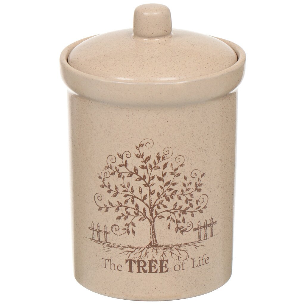 Банка для сыпучих продуктов керамическая Terracotta Дерево жизни TLY301-4-TL-AL, 14 см