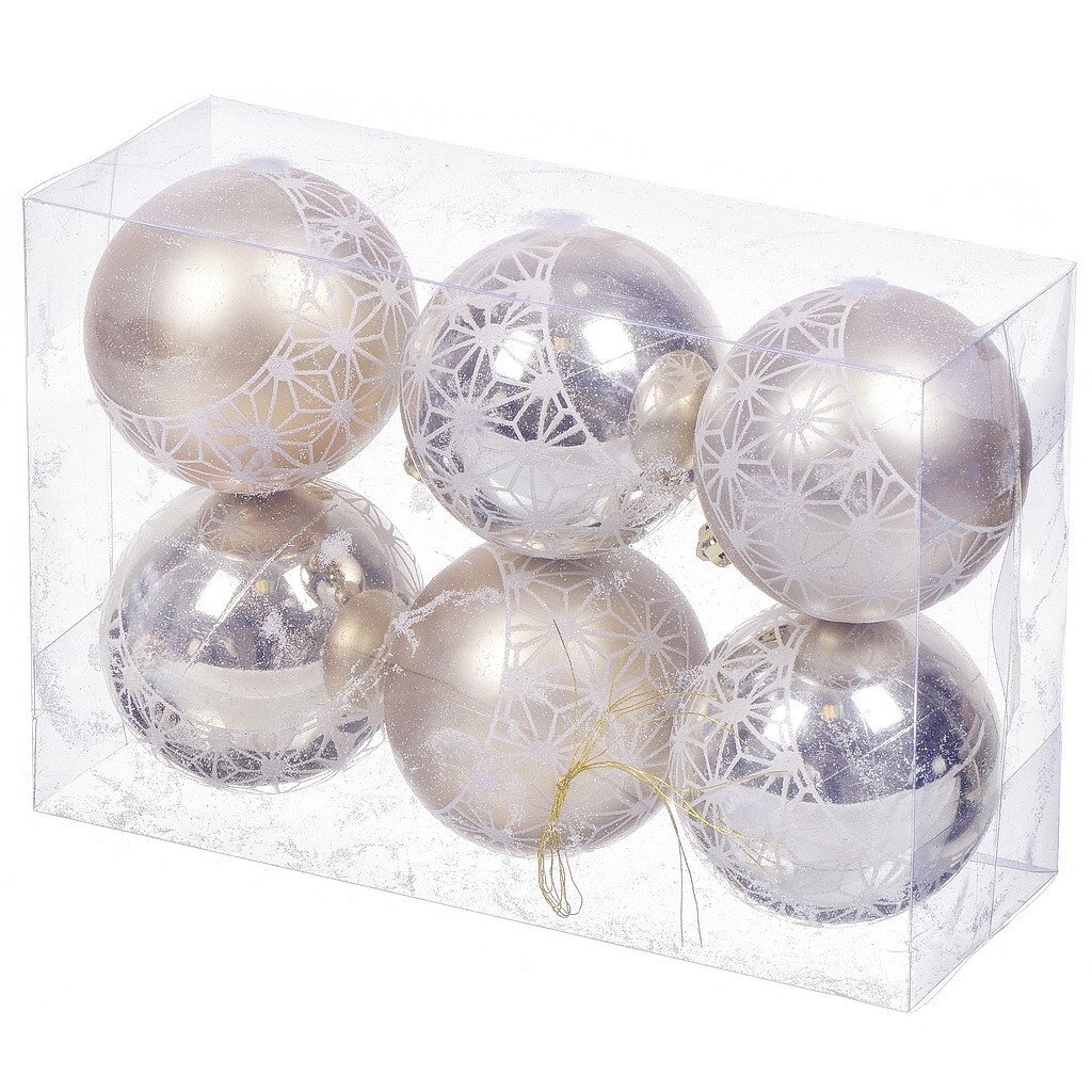 Елочный шар 6 шт, шампань, 8 см, пластик, SYQB-012110 7 хрустальных шаров