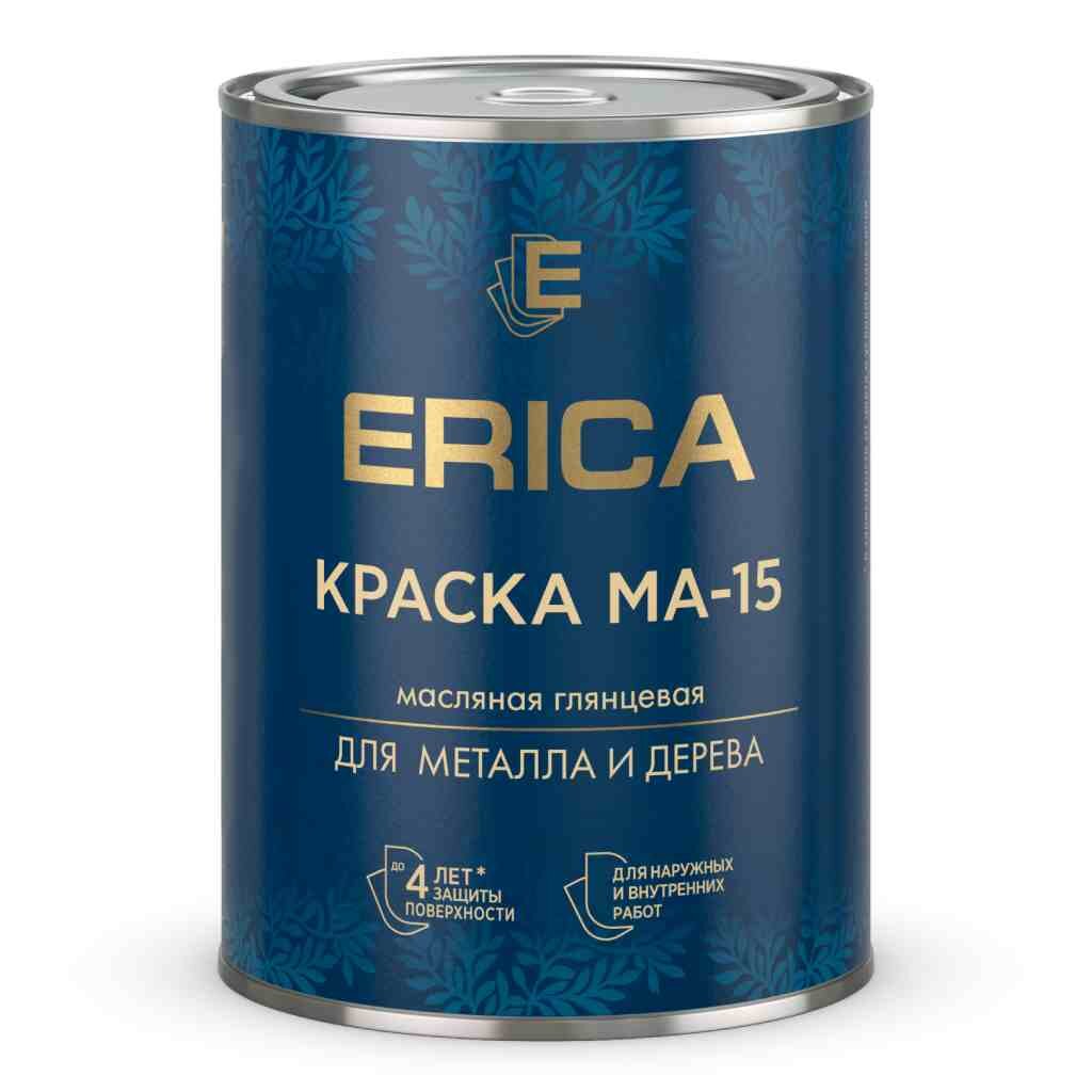 Краска Erica, МА-15, масляная, универсальная, глянцевая, ярко-зеленая, 0.8 кг краска воднодисперсионная erica акриловая для потолков матовая белая 4 5 кг
