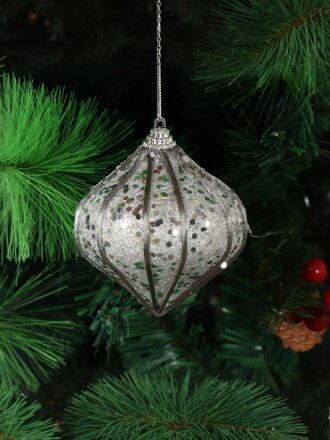 Елочный шар серый, 9 см, SYPMQB-1021174