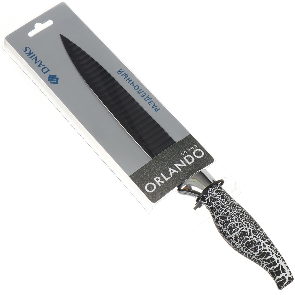 Нож кухонный Daniks, Орландо, разделочный, нержавеющая сталь, 20 см, рукоятка пластик, 160554-3 нож разделочный следопыт нетонущий с чехлом 13 5 см