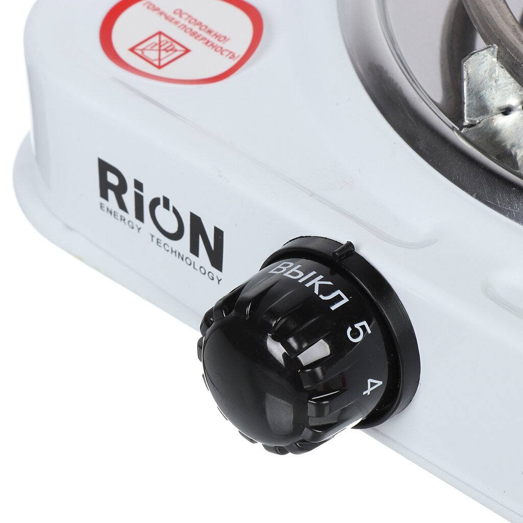 Плита электрическая Rion, 1000 Вт, 1 конфорка, спираль, эмаль, механическая, переключатель поворотный, белая