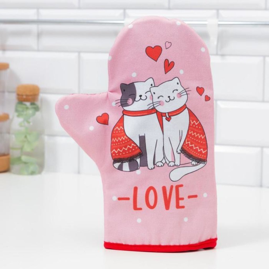 Варежка-прихватка «LOVE» 20х28см,саржа, 100% х/л, ватин 250 г/м2, 5240048