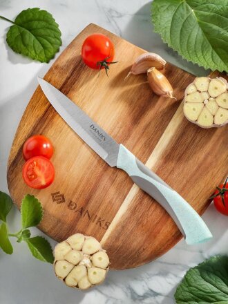 Нож кухонный Daniks, Gusto, универсальный, сталь, 12.5 см, рукоятка пластик, YW-A377B-UT