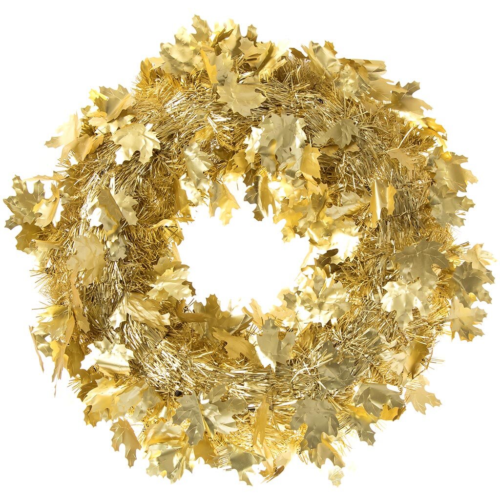 Венок новогодний 46 см, из мишуры, золотой, SYPETD-1719032