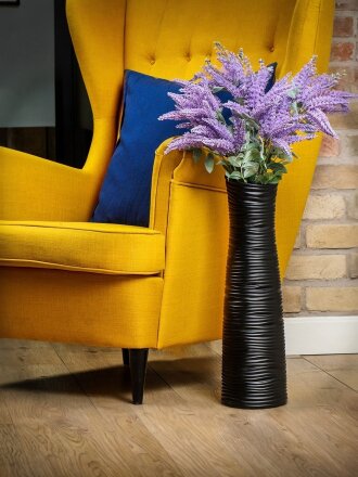 Ваза для сухоцветов керамика, напольная, 56х16 см, Ребристая, JC-11814, черная