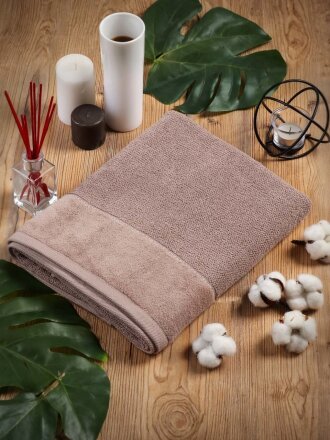 Полотенце банное 50х90 см, 100% хлопок, 470 г/м2, Амур, Silvano, бежевое, Узбекистан