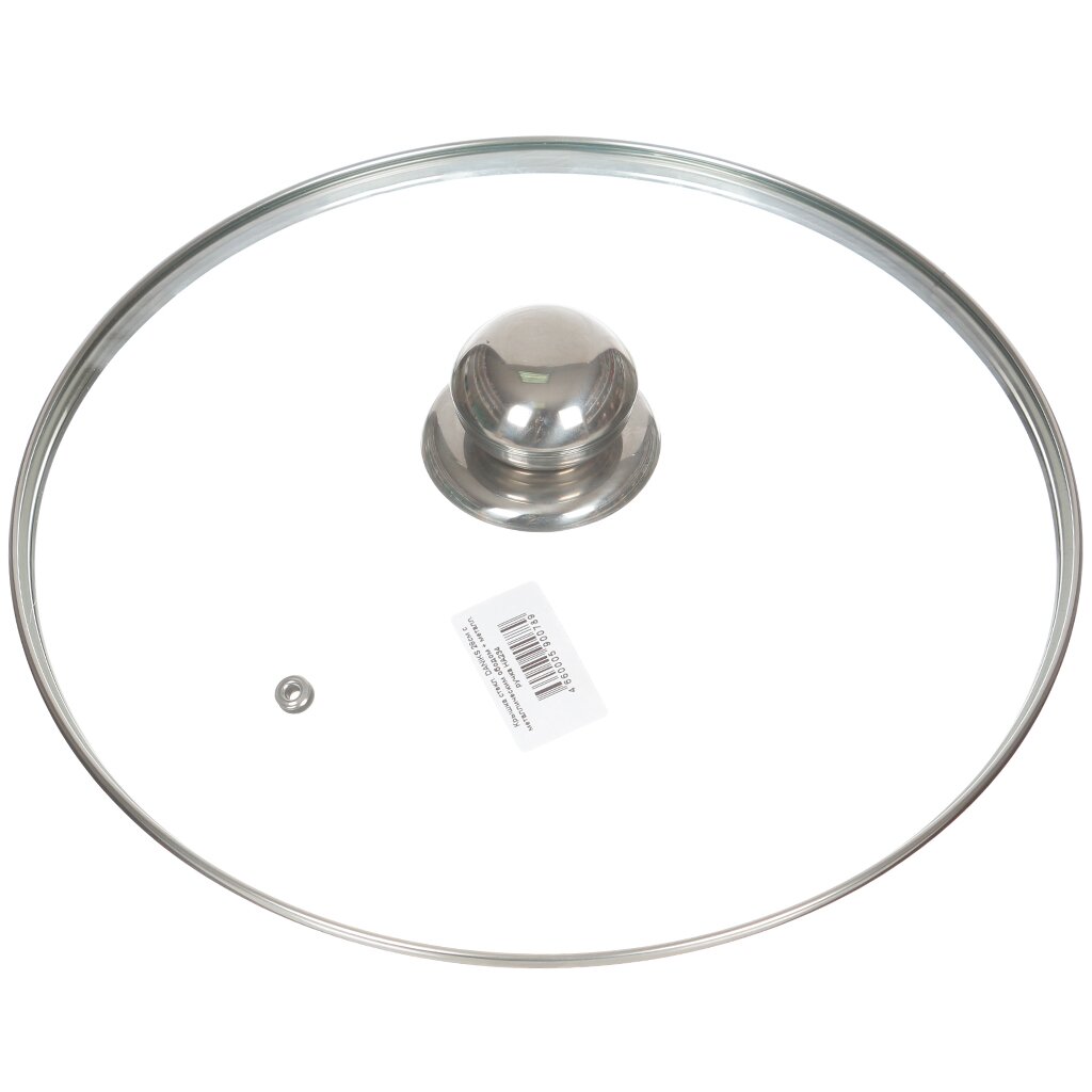 Крышка для посуды стекло, 28 см, Daniks, металлический обод, кнопка металл, HA234