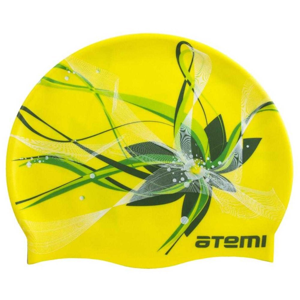 Шапочка для плавания Atemi, силикон, жёлтая (цветок), PSC414, 00-00001525