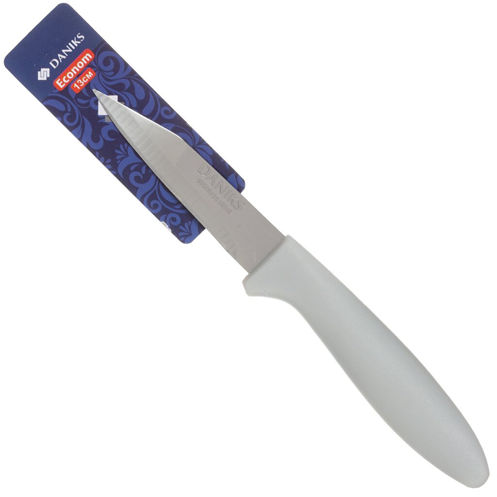 Нож кухонный Daniks, Эконом, для овощей, нержавеющая сталь, 9 см, рукоятка пластик, YW-A054-PA тонкогубцы 200 мм прямые углеродистая сталь bartex эконом 953018 1080