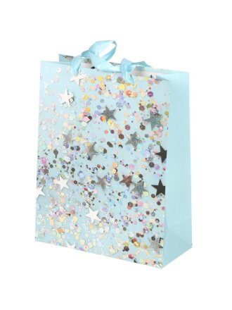 Пакет подарочный бумага, 25.5х11х32 см, в ассортименте, Звездочки, Y4-8827