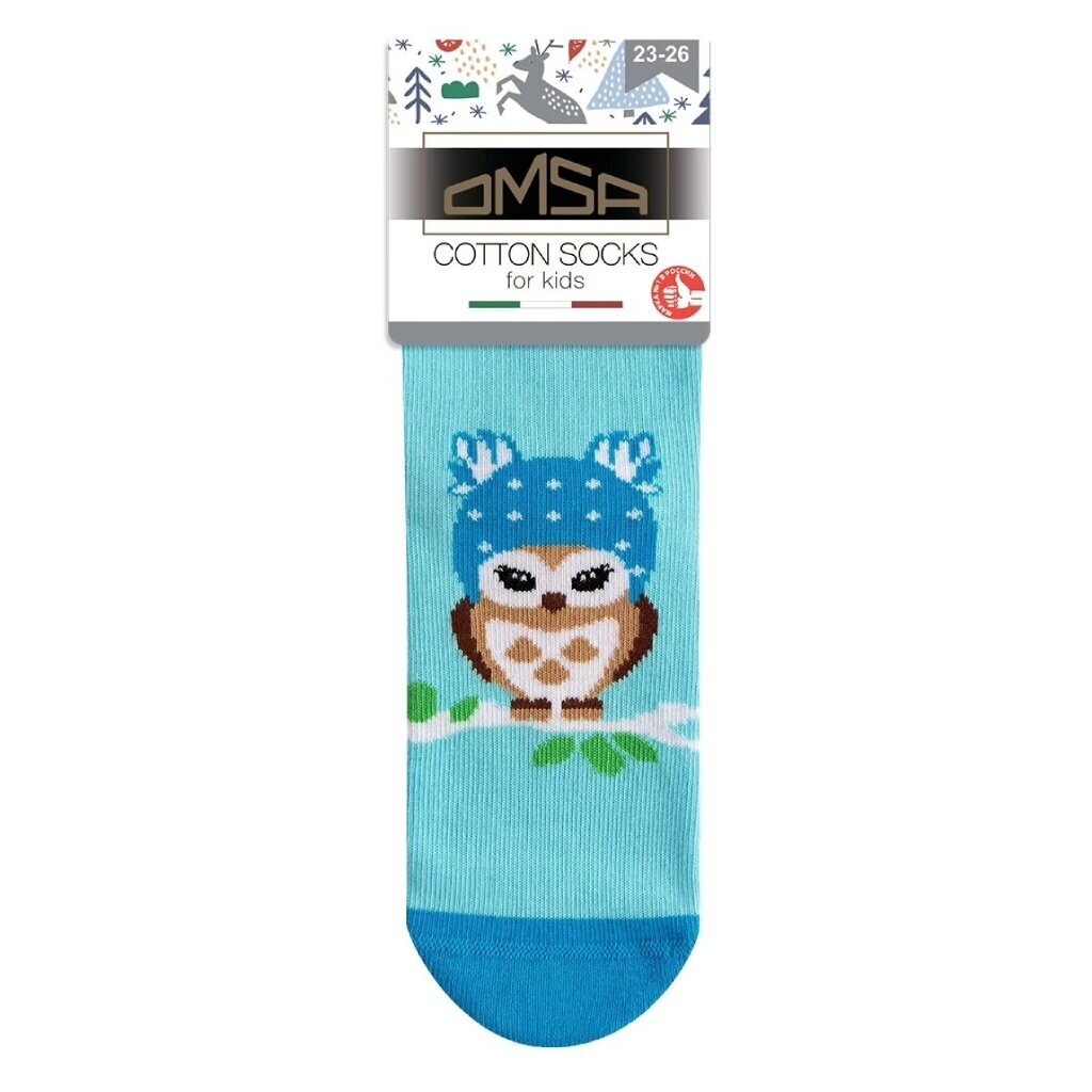 Носки детские хлопок, Omsa, Совы, светло-голубые, р. 23-36, 21P65