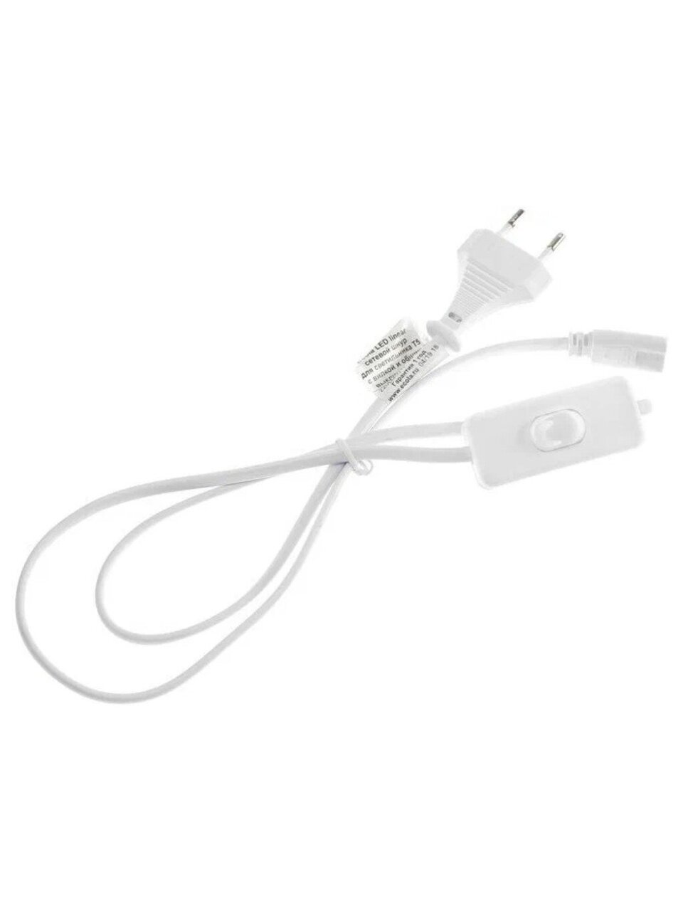 Сетевой шнур Ecola, LED linear, 1 м, для света T5, с вилкой и общим выключателем, LT5RSSELT