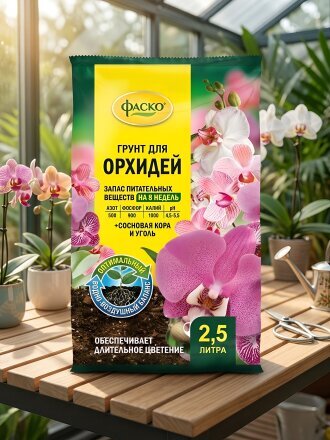 Грунт Цветочное Счастье, для орхидей, 2.5 л, Фаско