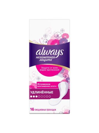 Прокладки женские Always, Single Незаметная защита, ежедневные, 16 шт, удлиненные
