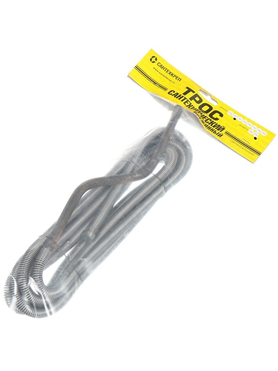 Трос сантехнический для засоров стояков, диаметр 13.5 мм, пружина, 1.8 мм, 3.5 м, СантехКреп, 3.1.5.2.