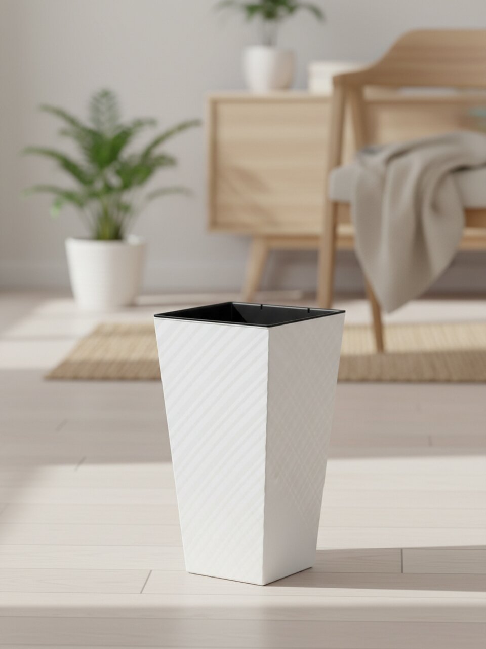 Горшок для цветов пластик, 34 л, 30х30х56.4 см, белый жасмин, InGreen, Manhattan Cube, IG671410048