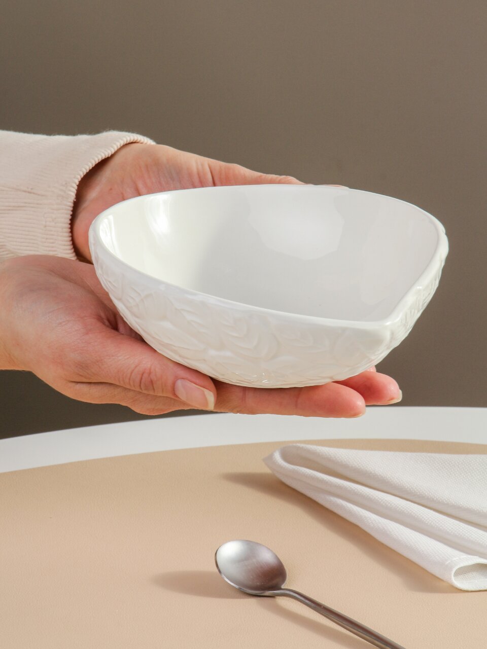 Салатник керамика, овальный, 16х5 см, 0.312 л, Листья, Daniks, Y4-7971