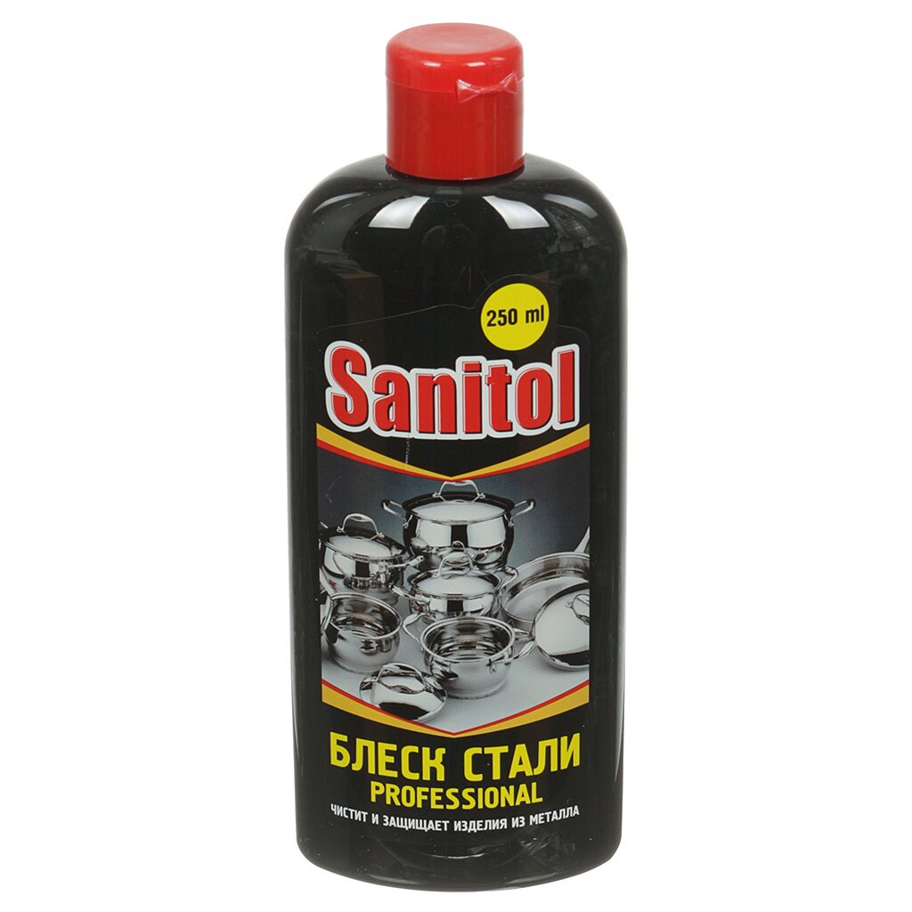 Чистящее средство универсальное, Sanitol, Блеск стали, крем, 250 мл средство для чистки гриля и духовых шкафов prosept cooky grill gel 1 л