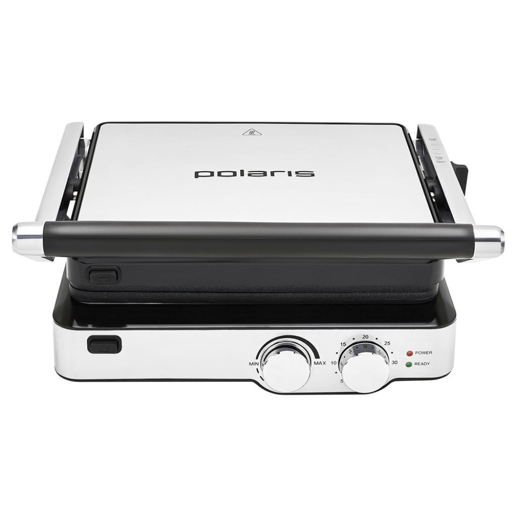 Гриль электрический Polaris, PGP 2402, 2000 Вт, антипригарное покрытие, BIOTORE, серебристый, 016879