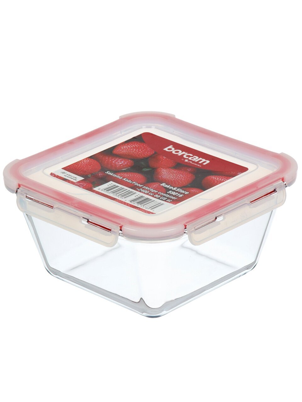 Форма для запекания стекло, 2.4 л, квадратная, с крышкой, Borcam, BAKE&amp;amp;STORE, 59016