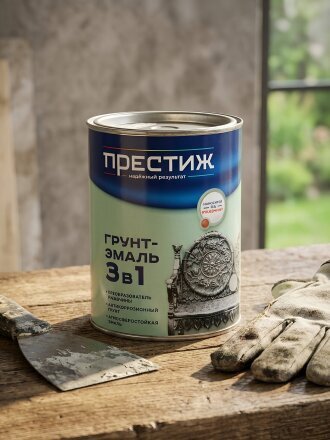 Грунт-эмаль Престиж, по ржавчине, алкидная, шоколадная, 0.9 кг