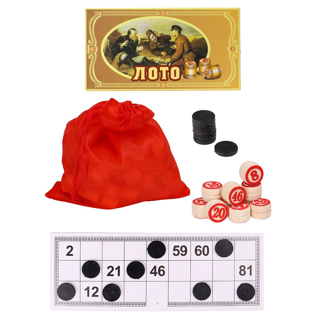 Игра настольная Лото, 23х11х6 см, в коробке, дерево, AN02555