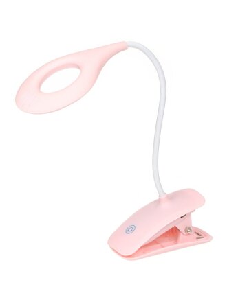 Светильник настольный на прищепке, белый, абажур розовый, SPE 16941-01-167