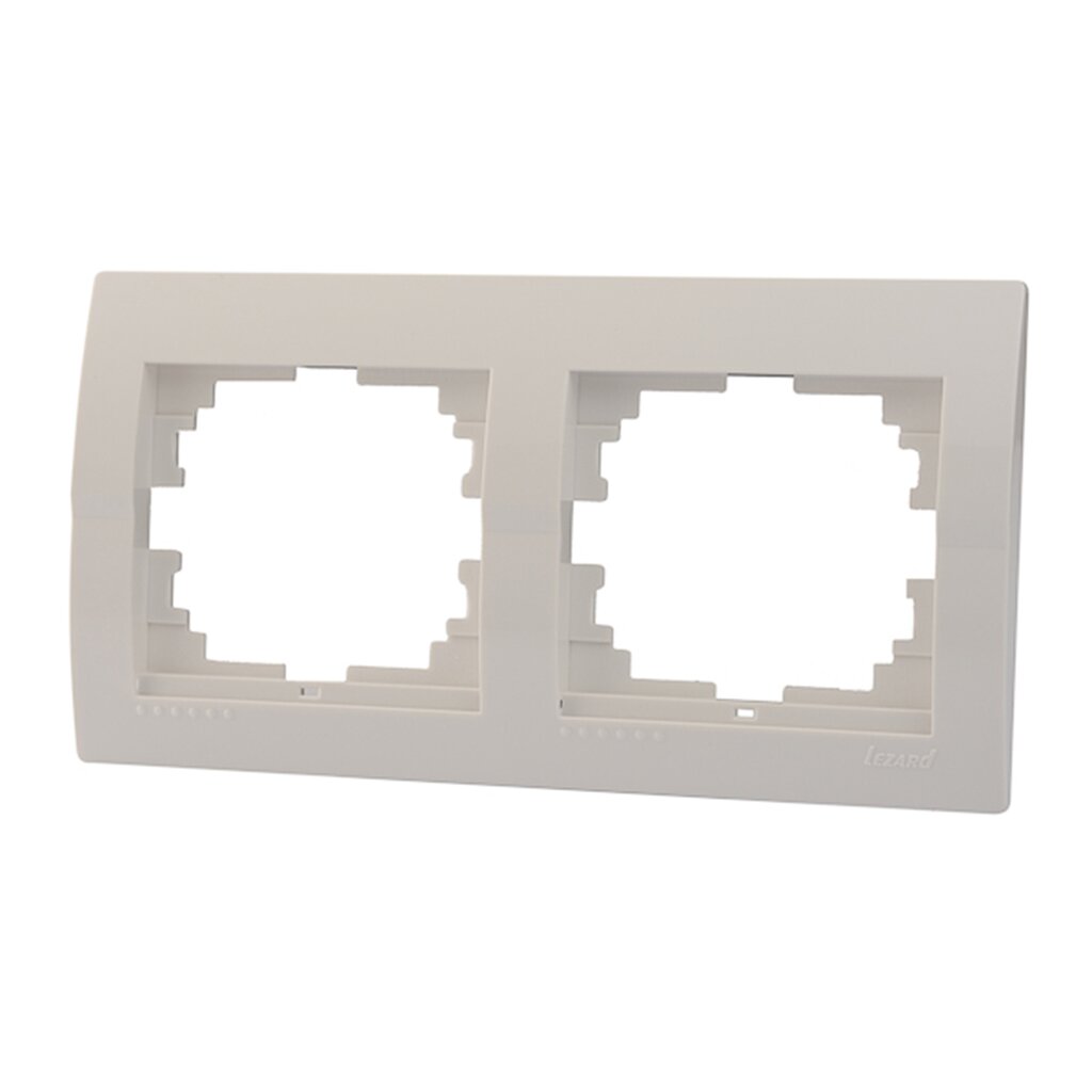 Рамка двухпостовая, горизонтальная, керамика, белая, Lezard, Deriy, 702-0200-147 рамка electraline 1 пост керамика белая