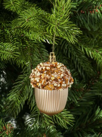 Набор елочных украшений Желуди, 3 шт, кофе, шампань, 9х6 см, пластик, SYQD1- 0124213