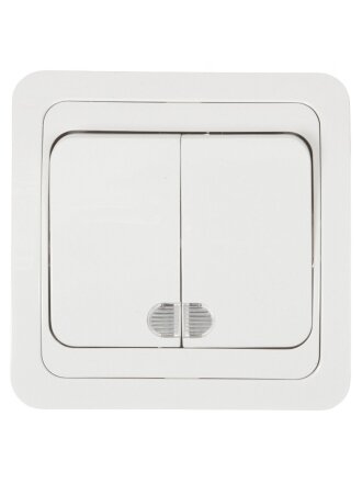 Выключатель скрытой установки, двухклавишный, без заземления, 10 А, подсветка, белый, TDM Electric, Валдай, SQ1804-0006