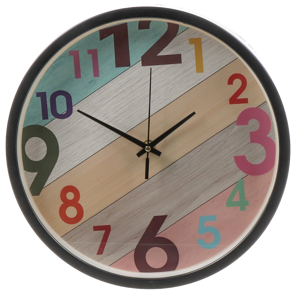 Часы настенные, кварцевые, 30 см, круглые, пластик, стекло, Y6-6081
