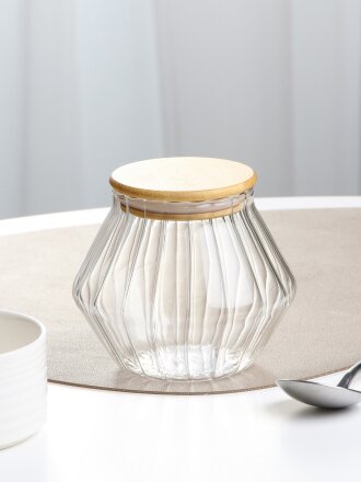 Банка для сыпучих продуктов, стекло, 0.7 л, с крышкой, Daniks, Бонн, Y4-11007