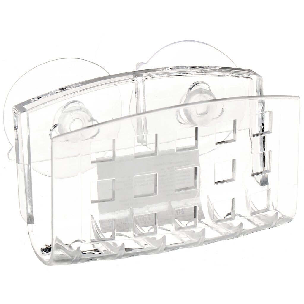 Полка для ванной пластик, в помещении, на присоске, 9.8х5.2 см, прозрачная, TC0030A зеркало подвесное 13 см увеличительное с подсветкой на присоске пластик белое