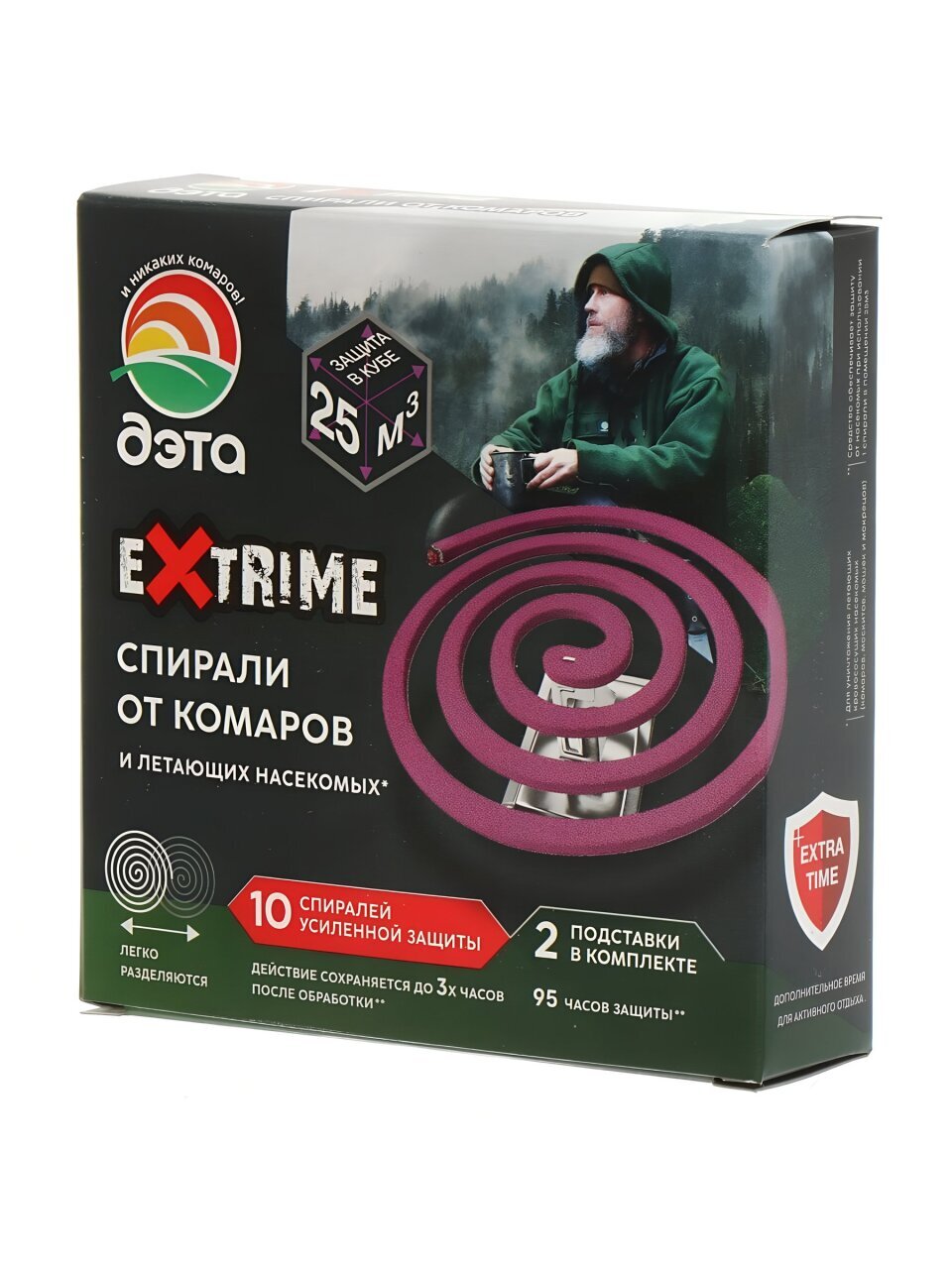 Репеллент от комаров, спираль, с подставками, Дэта, Extrime, 10 шт, 66700919