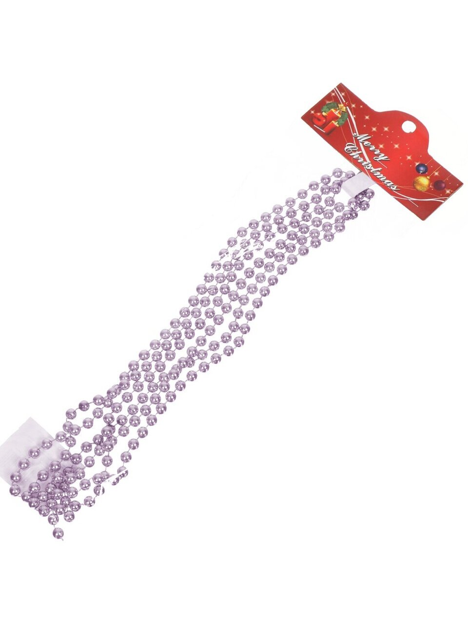 Бусы новогодние пластик, 0.8х200 см, круглые, лаванда, SY18ZL-06LAV