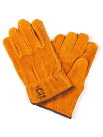 Перчатки-краги спилковые, без рисунка, желтая основа, укороченные, 25 см, Профессионал