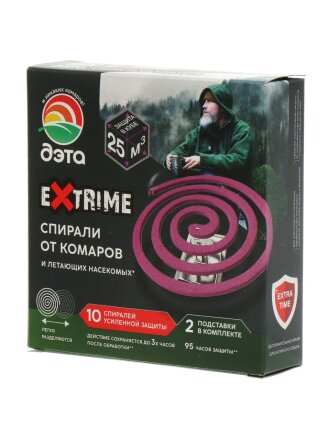 Репеллент от комаров, спираль, с подставками, Дэта, Extrime, 10 шт, 66700919